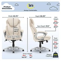 Serta Air Health And Wellness Executive Office Chair, High Back Big And Tall Ergonomic For Lumber Support Task Swivel, Bonded Leather, Cream