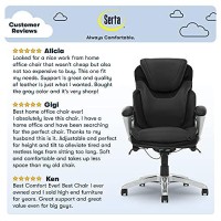 Serta Air Health And Wellness Executive Office Chair, High Back Big And Tall Ergonomic For Lumber Support Task Swivel, Bonded Leather, Black