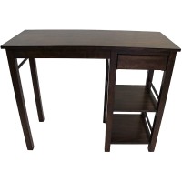 Ehemco Breakfast Table With Drawer And 2 Shelves, Walnut