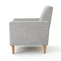 Christopher Knight Home Sawyer Mid-Century Modern Fabric Club Chair, Light Grey Tweed / Natural