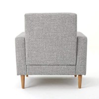 Christopher Knight Home Sawyer Mid-Century Modern Fabric Club Chair, Light Grey Tweed / Natural