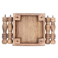 Dharmaobjects Solid Mango Wood Hand Carved Prayer Puja Shrine Altar Meditation Table (Om)