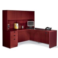 Offices To Go L Shaped Desk Whutch Overall Office Desk Dimensions: 71 X 72 (65H) Desk 71W X 36D, Return 36D X 24W - American Mahogany - Right Corner (As Shown)