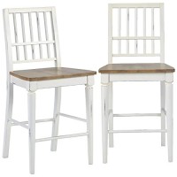 Progressive Furniture Shutters Counter Chair (2Ctn), Light Oakdistressed White