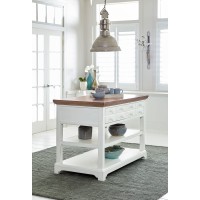 Progressive Furniture Shutters Dining Island, 54 W X 28 D X 36 H, Light Oak/Distressed White