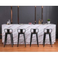 Yongchuang 26 Metal Barstools Set Of 4 Counter Height Bar Stools With Wood Top Low Back Matte Black