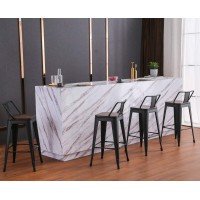 Yongchuang 24 Metal Barstools Set Of 4 Counter Bar Stools With Wood Top Low Back Matte Black