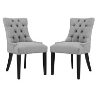 Modern Contemporary Urban Design Kitchen Room Dining Side Chair (Set Of Two), Grey Gray, Fabric