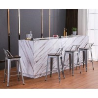 Yongchuang 30 Bar Height Metal Bar Stools Set Of 4 Industrial Barstools With Backs (30, Silver Low Back Wood Top)