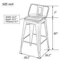 Yongchuang 30 Bar Height Metal Bar Stools Set Of 4 Industrial Barstools With Backs (30, Silver Low Back Wood Top)