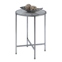 Convenience Concepts Gold Coast Faux Marble Round End Table, Faux Marble / Silver