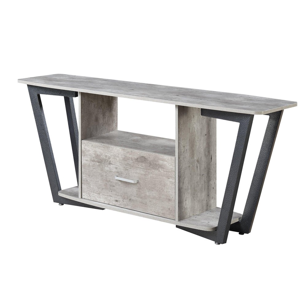 Convenience Concepts Graystone 60 Tv Stand, Faux Birch / Slate Gray Frame