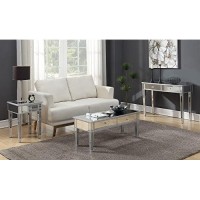 Convenience Concepts Gold Coast Large 3 Drawer Mirrored End Table, Silver / Mirror