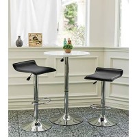 Vogue Furniture Direct Adjustable Bar Stools Set Of 2, Modern Swivel Pu Leather Airlift Barstools, Backless Kitchen Counter Height Bar Chair For Dining Room (Black)