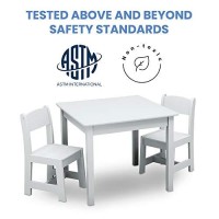 Delta Children Mysize Kids Wood Table And Chair Set (2 Chairs Included) - Ideal For Arts & Crafts, Snack Time, & More - Greenguard Gold Certified, Bianca White, 3 Piece Set
