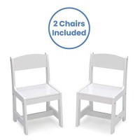 Delta Children Mysize Kids Wood Table And Chair Set (2 Chairs Included) - Ideal For Arts & Crafts, Snack Time, & More - Greenguard Gold Certified, Bianca White, 3 Piece Set
