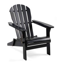 Plow & Hearth 62A80-Bk Foldable Eucalyptus Adirondack Chair, Black