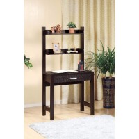 Contemporary Style Desk With 2 Shelves Dark Brown