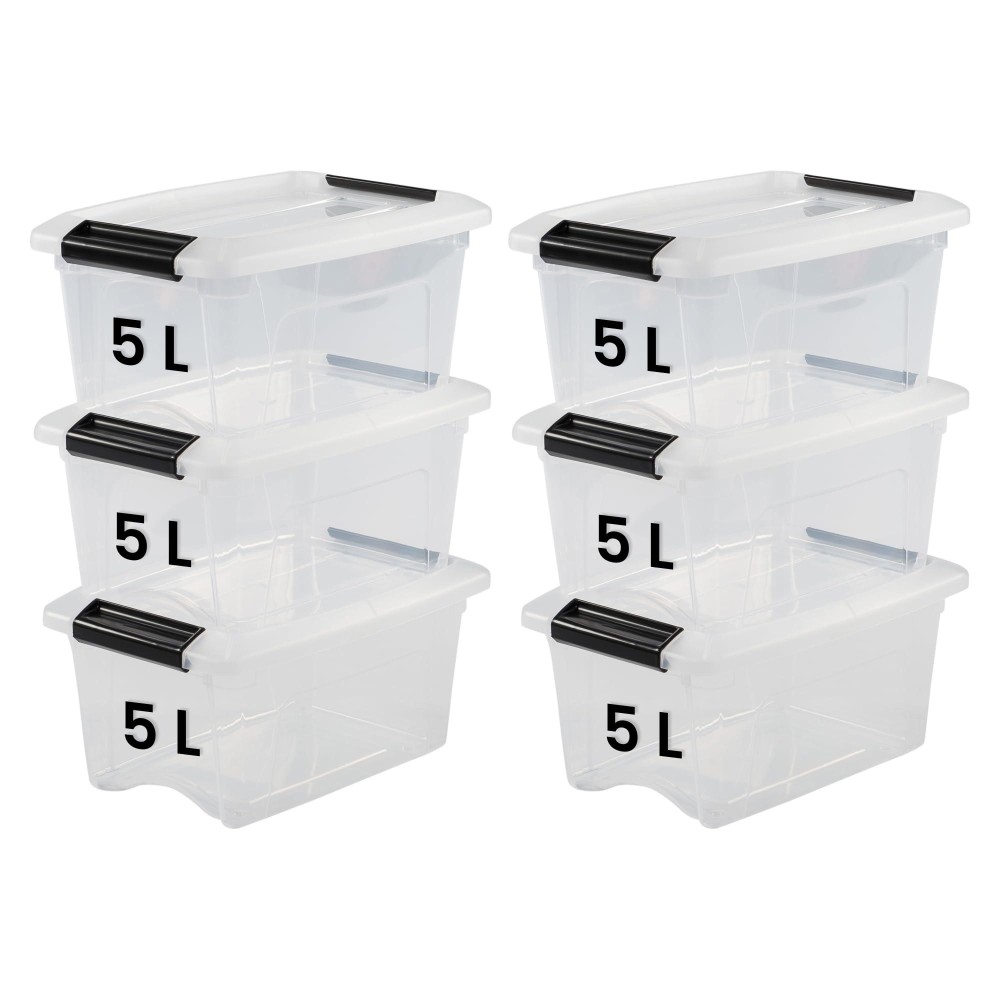 Iris Ohyama Ntb-5 Stack And Pull Storage Top Box Set Of 6 5L, Transparent, 6 Unit?(S)