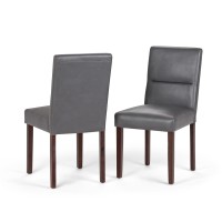 Simplihome Ashford 18 Inch Contemporary Parson Dining Chair (Set Of 2) In Stone Grey Vegan Faux Leather, For The Dining Room