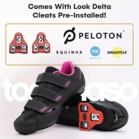 Tommaso Pista 100 Indoor Cycling Shoes For Women: Peloton Bike Compatbile With Pre-Installed Look Delta Cleats - Perfect For Spin Bike & Road Bike Use - Peleton Shoes Indoor Bike Shoe - Pink Delta 42