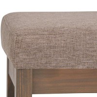 Simplihome Milltown 26 Inch Wide Rectangle Ottoman Bench Fawn Brown Footstool, Linen Look Polyester Fabric For Living Room, Bedroom, Contemporary Modern