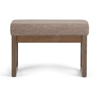 Simplihome Milltown 26 Inch Wide Rectangle Ottoman Bench Fawn Brown Footstool, Linen Look Polyester Fabric For Living Room, Bedroom, Contemporary Modern