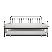 Novogratz Bright Pop Twin Metal Daybed And Trundle, Stylish & Multifunctional, Built-In Casters, Black