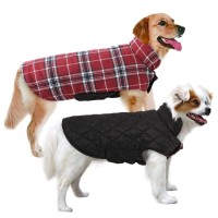 Migohi Dog Jackets For Winter Windproof Reversible Dog Coat For Cold Weather British Style Plaid Warm Dog Vest For Small Medium Large Dogs, Red Xxl