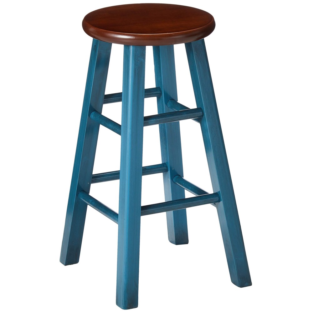 Winsome Wood Ivy Model Name Stool Rustic Teal/Walnut 13.4X13.4X24.2