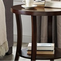 Roundhill Furniture Perth Contemporary Round End Table With Shelf, Espresso