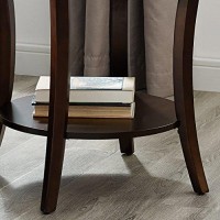 Roundhill Furniture Perth Contemporary Round End Table With Shelf, Espresso