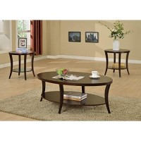 Roundhill Furniture Perth Contemporary Round End Table With Shelf, Espresso