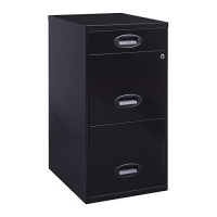 Office Dimensions 18 Deep 3 Drawer Metal Organizer File Cabinet With Oval Handles, Black