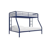 Dhp Twin-Over-Full Bunk Bed With Metal Frame And Ladder, Space-Saving Design, Blue