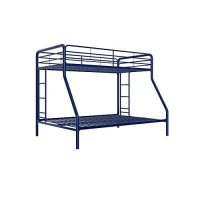Dhp Twin-Over-Full Bunk Bed With Metal Frame And Ladder, Space-Saving Design, Blue