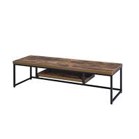 Acme Bob Wooden Tv Stand With Underneath Shelf In Weathered Oak And Black