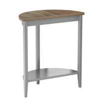 Acme Justino Half Moon Wooden Console Table With Bottom Shelf In Gray Oak