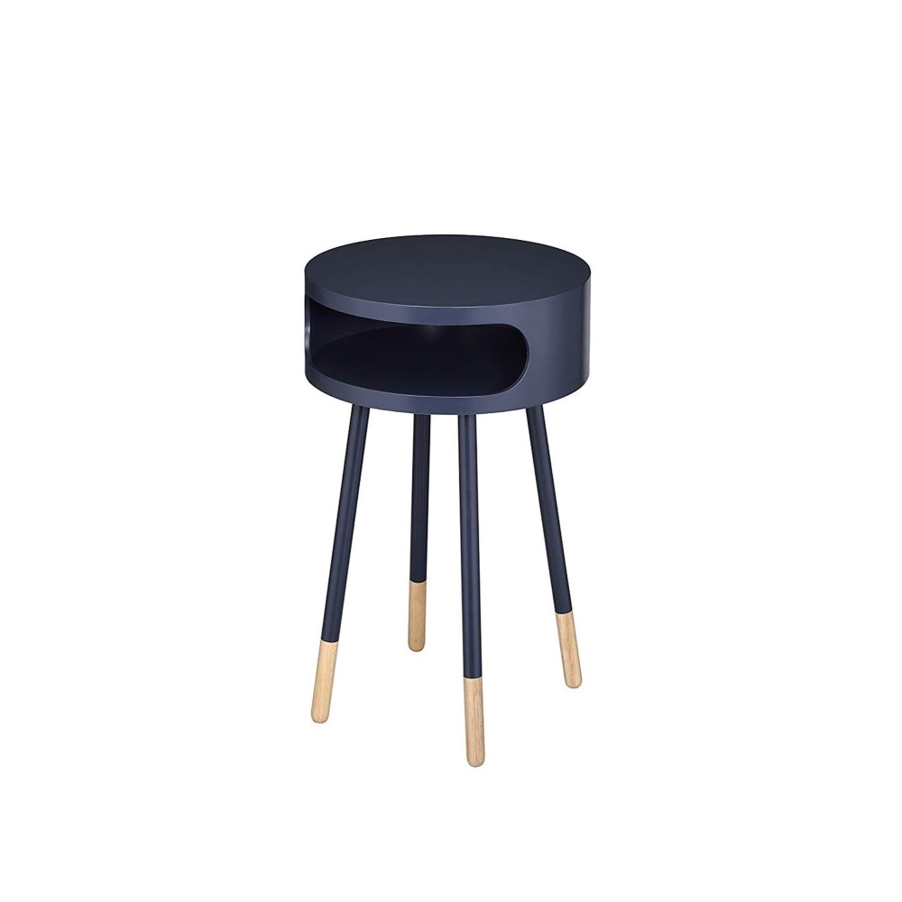 Benzara Sonria Round End Table, Blacknatural