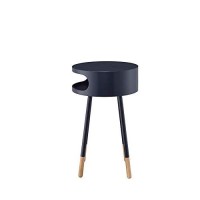 Benzara Sonria Round End Table, Blacknatural