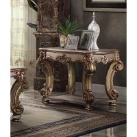 Benzara Classy Wooden End Table, Gold,