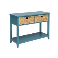 Benzara Flavius Console Table With 2 Drawers Blue