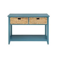 Benzara Flavius Console Table With 2 Drawers Blue