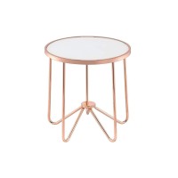 Benzara Alivia End Table Frosted Glassrose Gold