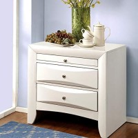 Benzara Contemporary Wooden Nightstand With Drawers, White