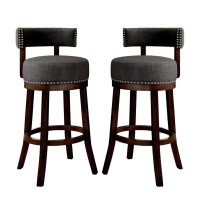 Benzara, Gray Lynsey Contemporary 24 Barstool With Linen Cushion, Set Of Two