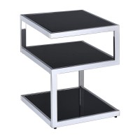 Benzara Modern Style End Table, Black And Chrome,