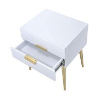 Benzara Elegant End Table, White And Gold