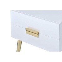 Benzara Elegant End Table, White And Gold