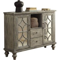 Benzara Velika Console Table With 2 Doors And 2 Drawers, Weathered Gray